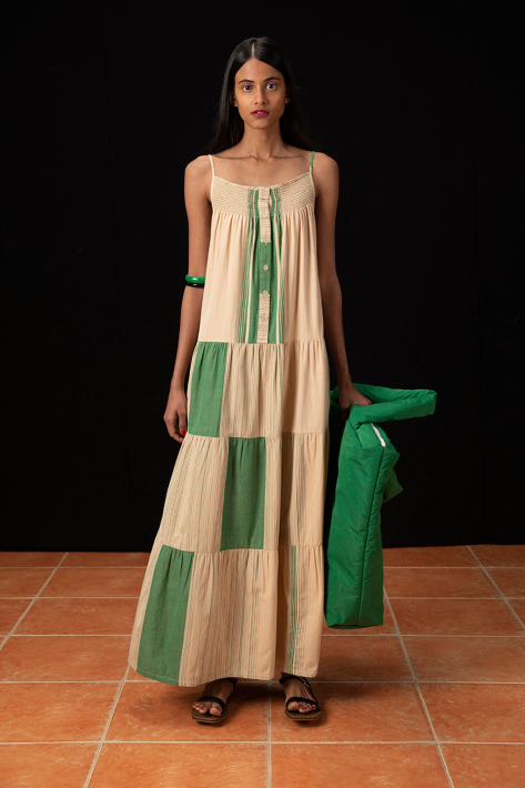 Bhaane violet madras midi dress