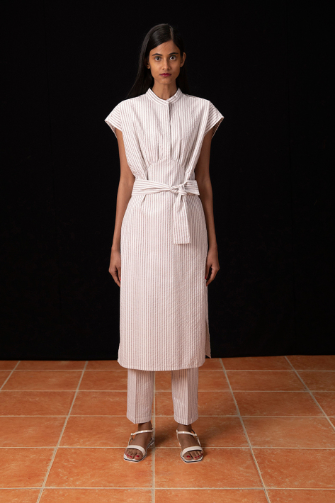 Bhaane tanstripes osaka kurta dress