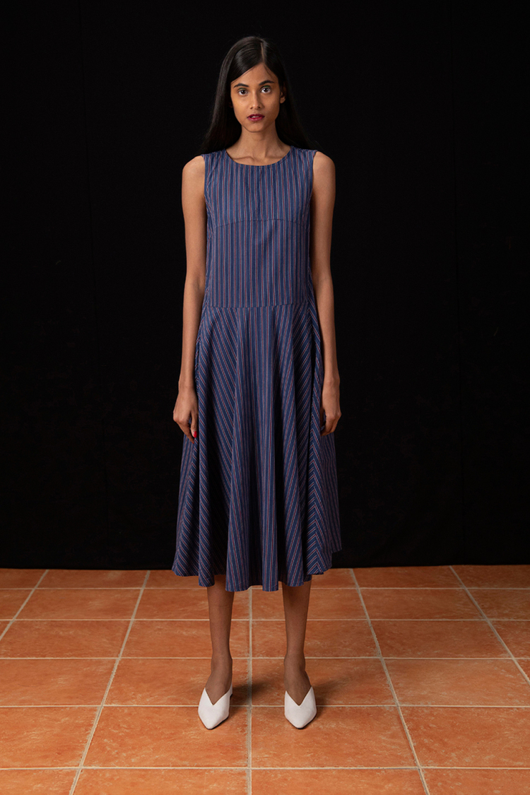 Bhaane ashstripes puglia midi dress