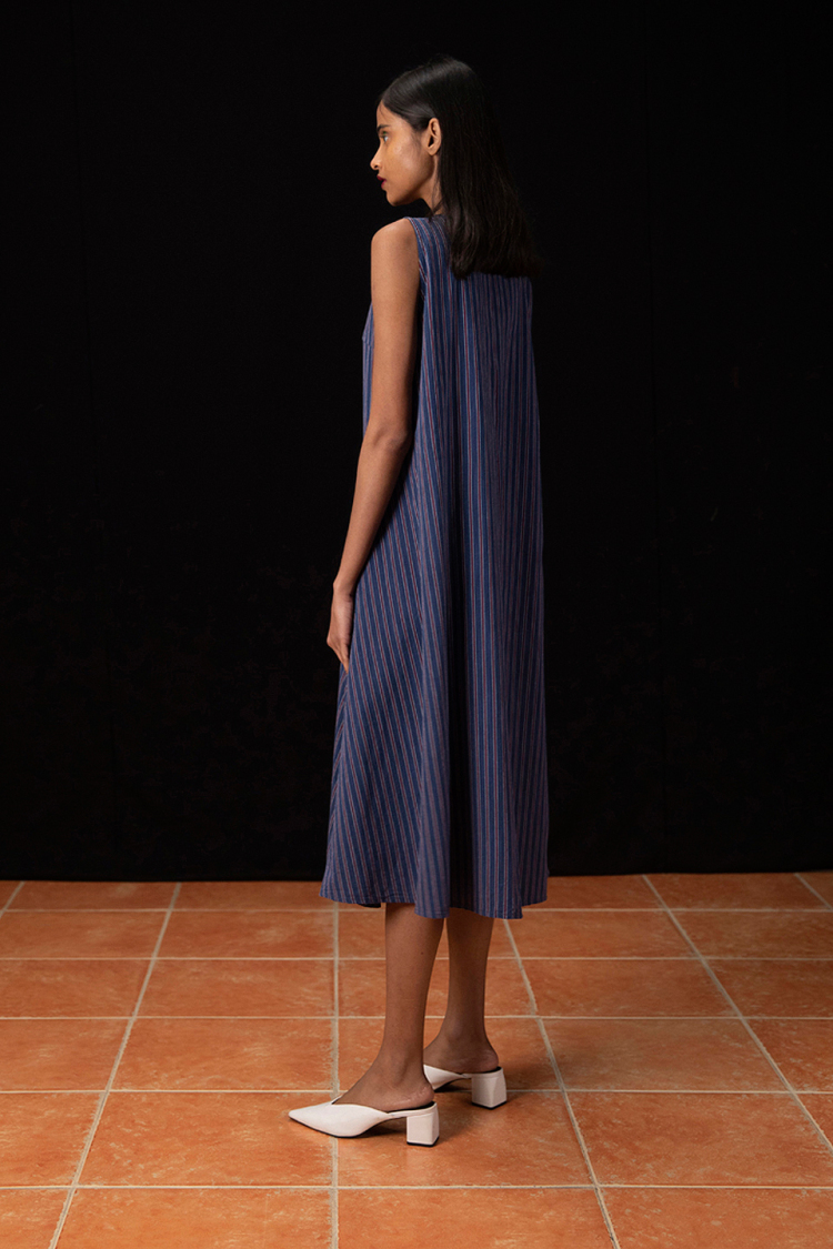 Bhaane ashstripes puglia midi dress