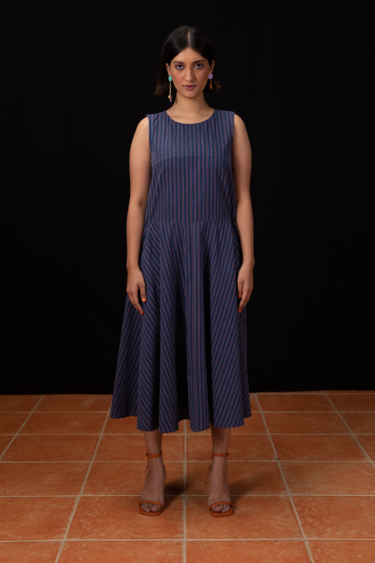 Bhaane ashstripes puglia midi dress