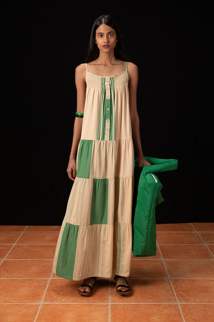 Bhaane violet madras midi dress