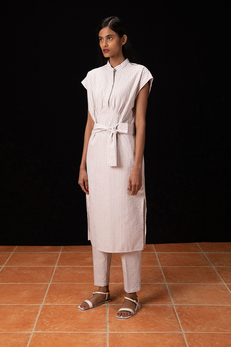 Bhaane tanstripes osaka kurta dress